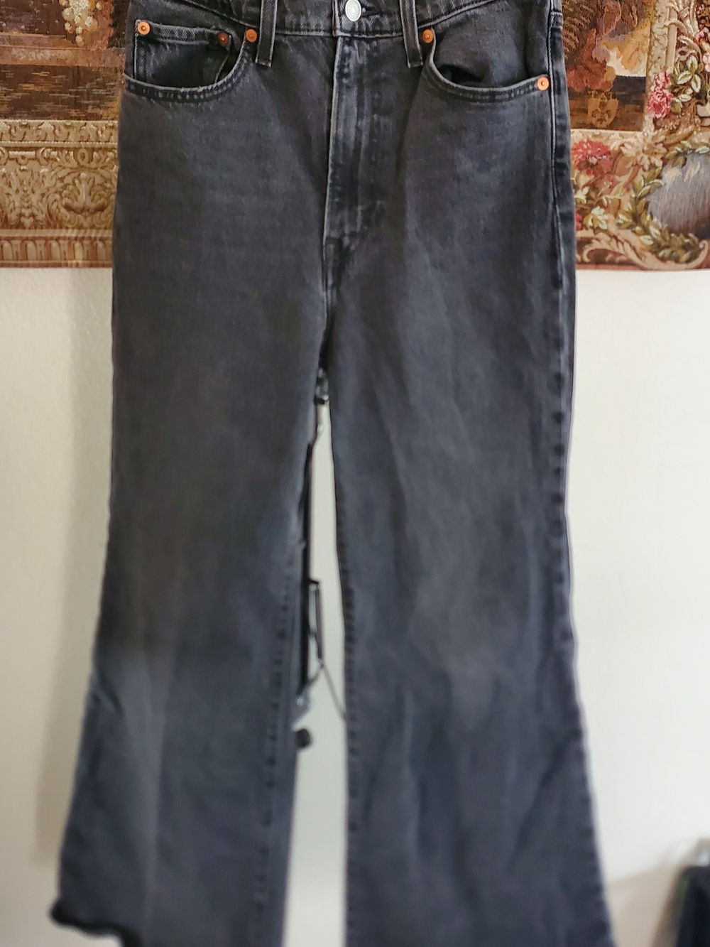 Levi’s Premium Ribcage Bell Jeans 28 Black Wash High Rise Flare